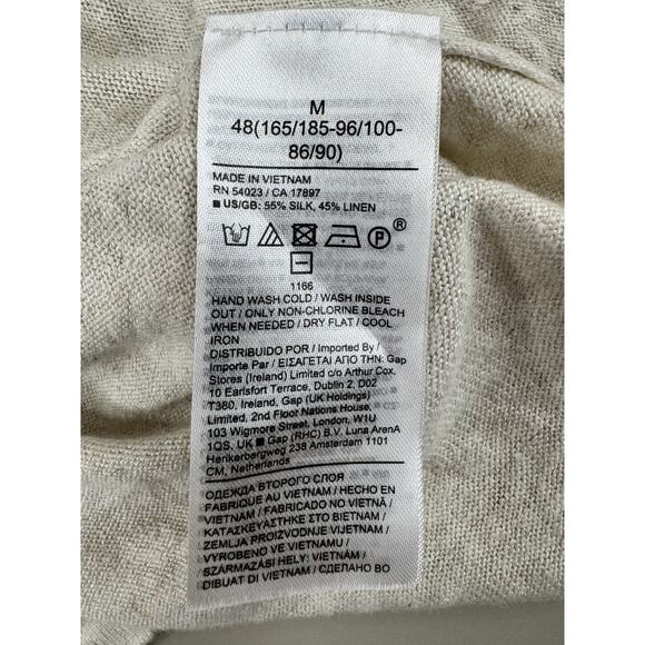 Banana Republic Men’s Silk Linen Sweater M Oatmeal Crewneck Smart Preppy Minimal - Picture 6 of 10